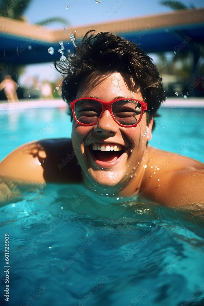 Happy Man in Swimming Photorealistic Illustration [Generative AI]