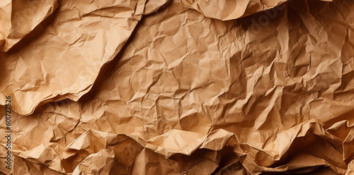Crumpled brown paper. Generative AI.
