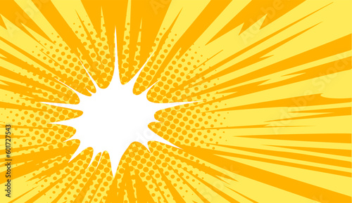 Yellow background with dynamic lines of movement. Rays of light, explosion.