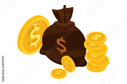 bag with money/ golden coins bag