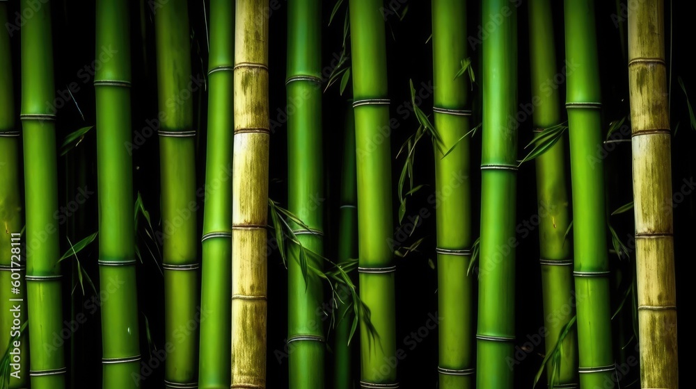 Fototapeta premium Bamboo texture background, green bamboo, background for design. Generative AI.