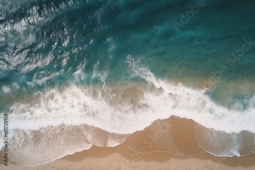 summer nature sand ocean wave beach water sea vacation shore. Generative AI.