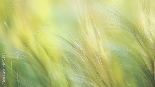 Feather grass background. Beautiful pale green yellow abstract background. Generative AI.