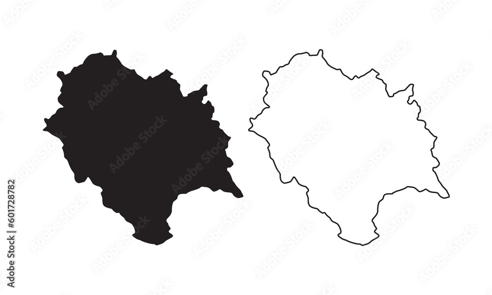 Himachal Pradesh map vector silhouette isolated on white. One of the states of India.