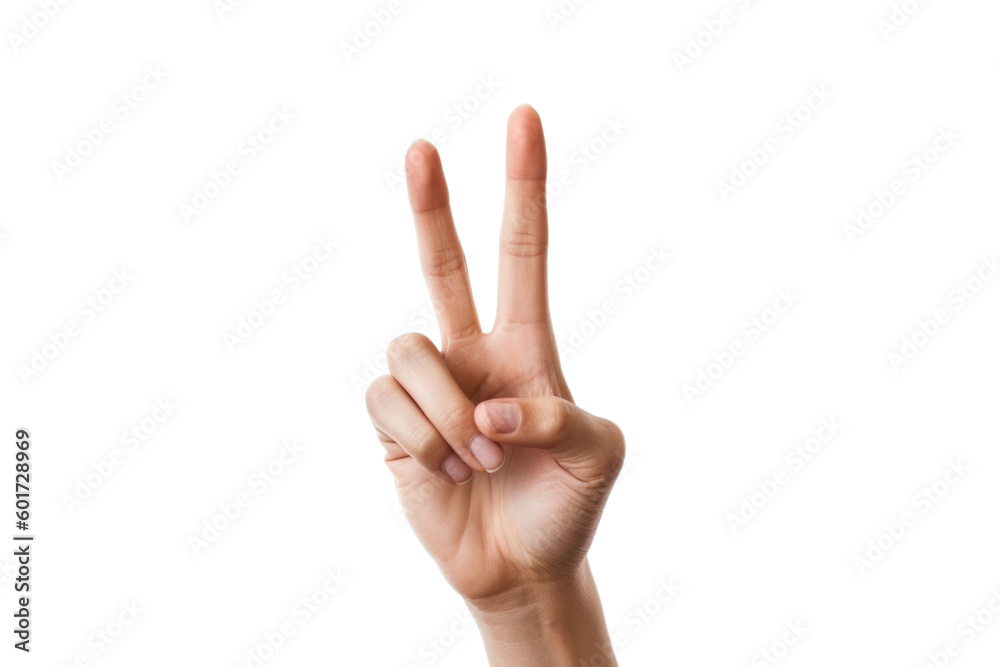 Victory or peace sign or number two hand