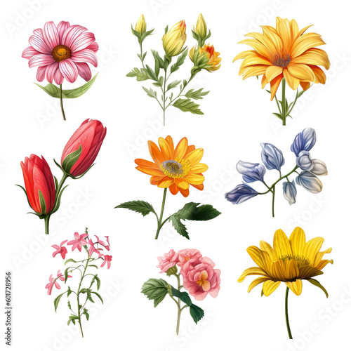 summer flower clip art realistic assortment simple