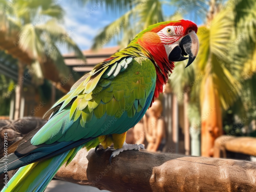 Obraz premium The vibrant parrot perched in the nature, Generative AI Technology