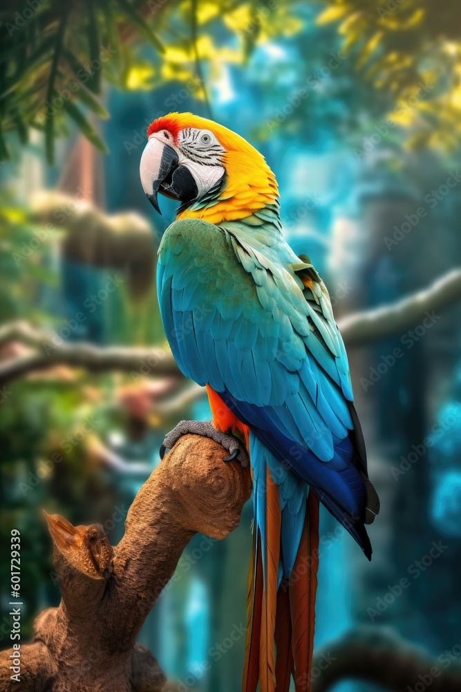 Obraz premium The vibrant parrot perched in the nature, Generative AI Technology