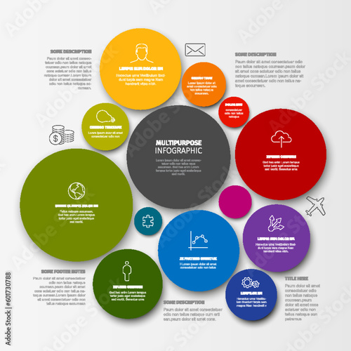 Vector Minimalist colorful Infographic template made from circles