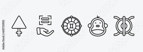 zodiac outline icons set. zodiac icons such as sulphur, encouragement, time changes, year, perseverance vector. can be used web and mobile.