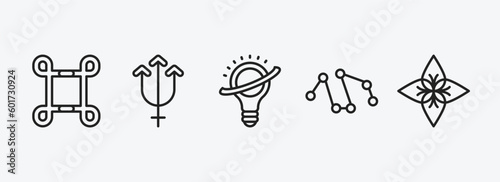 zodiac outline icons set. zodiac icons such as reconciliation, neptune, knowledge, projection, affluence vector. can be used web and mobile.