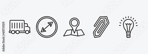 ultimate glyphicons outline icons set. ultimate glyphicons icons such as big cargo truck, circle sizes, big map placeholder, attach rotated, light bulb on vector. can be used web and mobile.