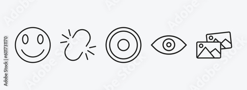 user interface collection. outline icons set. user interface collection. icons such as smile smile, unlink, radio button, visual, image variant vector. can be used web and mobile.
