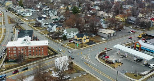 Aerial hyperlapse of Pittsfield, Massachusetts, United States in early spring 4K