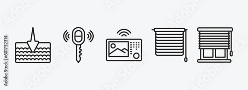 smart home outline icons set. smart home icons such as deep, remote vehicle, intercom, jalousie automation, blind vector. can be used web and mobile.
