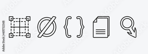 signs outline icons set. signs icons such as borders, empty, parenthesis, copying, male gender vector. can be used web and mobile.