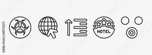 signs outline icons set. signs icons such as biohazard, internet, align, round hotel, therefore vector. can be used web and mobile.