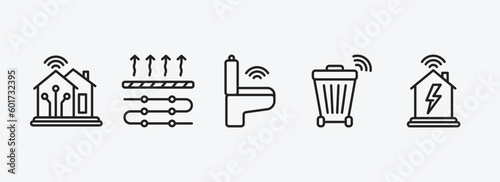 smart home outline icons set. smart home icons such as smart, underfloor heating, toilet, trash, power vector. can be used web and mobile. © Farahim