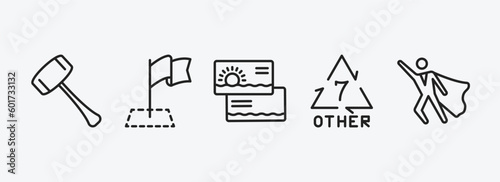 other outline icons set. other icons such as mallet, milestone, sea business card, 7 other, super hero vector. can be used web and mobile.