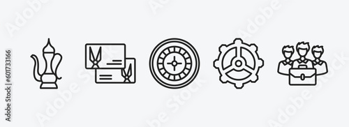 other outline icons set. other icons such as arabic jar, hair cut business card, roulette table, tings, limited liability vector. can be used web and mobile.