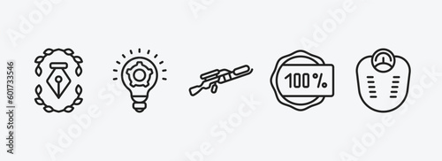 miscellaneous outline icons set. miscellaneous icons such as will, thinking solutions, flame thrower, 100 percent, body weight vector. can be used web and mobile.