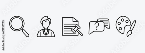 human resources outline icons set. human resources icons such as searching, employee, grievance, interview, art vector. can be used web and mobile.