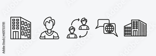 human resources outline icons set. human resources icons such as office, man, change personal, language, company vector. can be used web and mobile.