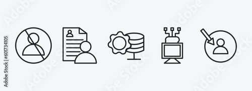 general outline icons set. general icons such as impeachment, hr policies, data engineering, edge computing, direct marketing vector. can be used web and mobile.