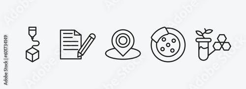 general outline icons set. general icons such as 3d printing, copywriting, coordinate, disk brake, bio technology vector. can be used web and mobile.