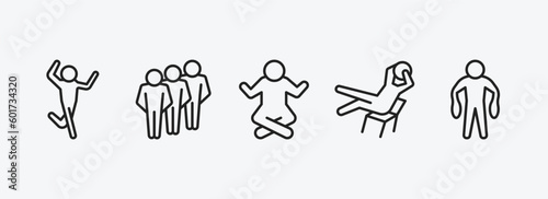feelings outline icons set. feelings icons such as silly human, content human, relaxed human, lazy fantastic vector. can be used web and mobile.