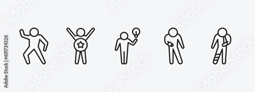 feelings outline icons set. feelings icons such as positive human, awesome human, inspired human, impatient hurt vector. can be used web and mobile.