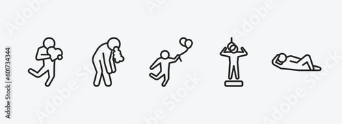 feelings outline icons set. feelings icons such as loved human, sick human, hopeful human, helpless comfortable vector. can be used web and mobile.