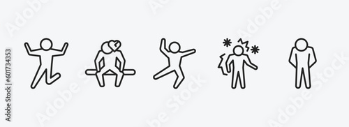 feelings outline icons set. feelings icons such as excited human, heartbroken human, stupid human, chill down vector. can be used web and mobile.