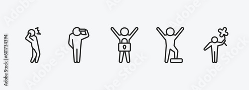 feelings outline icons set. feelings icons such as scared human, hopeless human, safe human, proud lucky vector. can be used web and mobile.