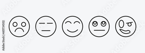emoji outline icons set. emoji icons such as sad emoji, expressionless blushing thinking proud vector. can be used web and mobile.