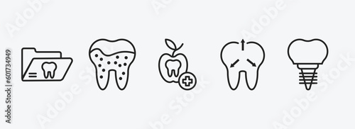 dentist outline icons set. dentist icons such as dental folder, plaque, dentist, intraoral, dental prosthesis vector. can be used web and mobile.