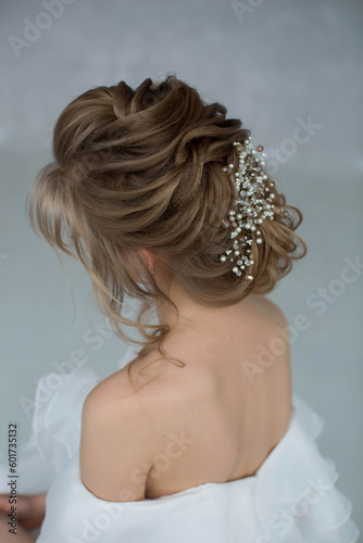 Wedding hairstyle with beads