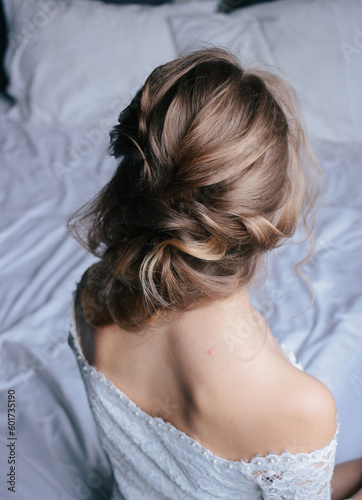 Close-up of the bride's hairstyle