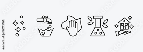 cleaning outline icons set. cleaning icons such as clean, water soak, wiping, preservatives, clean-living vector. can be used web and mobile.