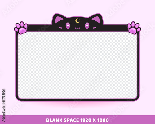 cute overlay streaming cat frame colorful design
