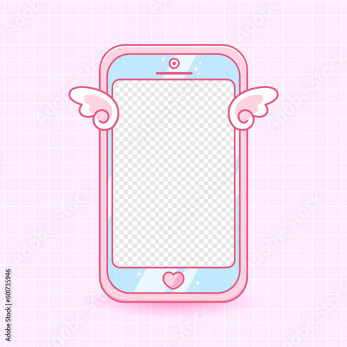 colorful cute angel smart phone template vector