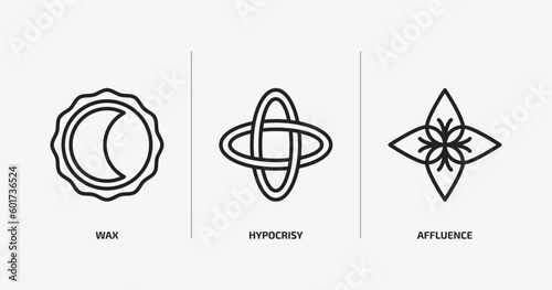 zodiac outline icons set. zodiac icons such as wax, hypocrisy, affluence vector. can be used web and mobile.