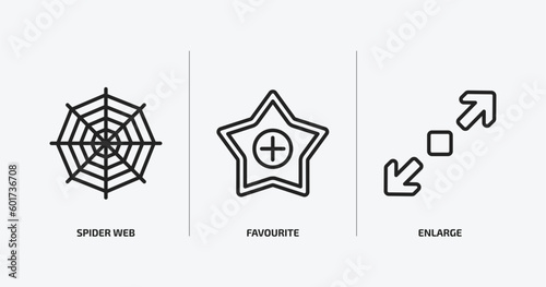 user interface outline icons set. user interface icons such as spider web, favourite, enlarge vector. can be used web and mobile.