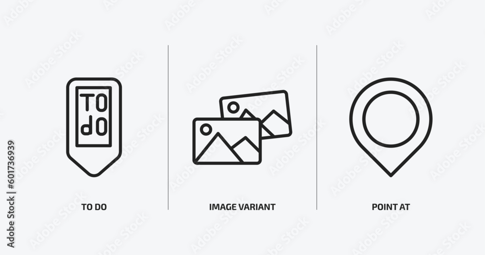 user interface outline icons set. user interface icons such as to do, image variant, point at vector. can be used web and mobile. user interface outline icons set. user interface icons such as to do, image variant, point at vector. can be used web and mobile.