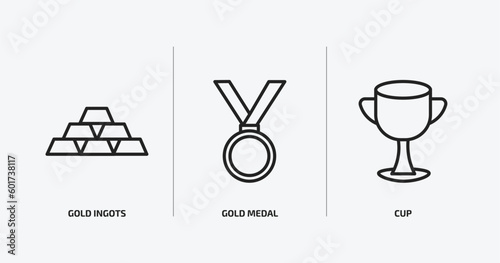 success outline icons set. success icons such as gold ingots, gold medal, cup vector. can be used web and mobile.