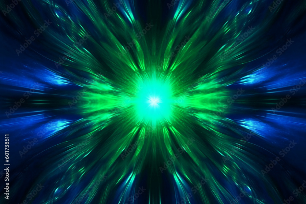 Lazer light fractals, royal blue and green. AI generative Lazer light fractals, royal blue and green. AI generative