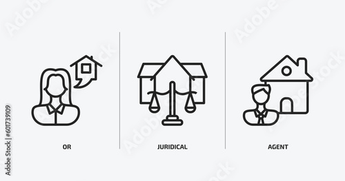 real estate outline icons set. real estate icons such as or, juridical, agent vector. can be used web and mobile.