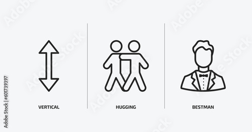 people outline icons set. people icons such as vertical, hugging, bestman vector. can be used web and mobile.