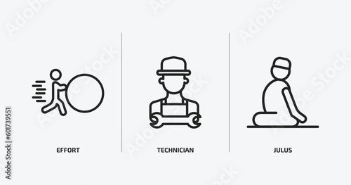 people outline icons set. people icons such as effort, technician, julus vector. can be used web and mobile.