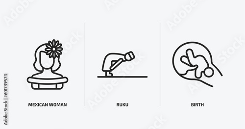 people outline icons set. people icons such as mexican woman, ruku, birth vector. can be used web and mobile.